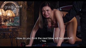 Slave lose her breath from pain