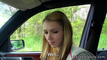 stranded blonde teen fucking in car pov