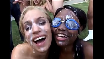 three slut facialized in bukkake