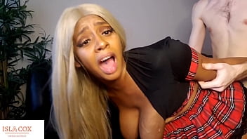 Ebony College Slut IslaCox Loves Big White Cock