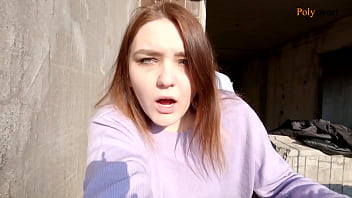 Painted graffiti and fucked next to a motorcyclist (Russian, cum on tits)
