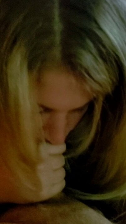 Coworker, busty college blonde milf gives cheating POV blowjob