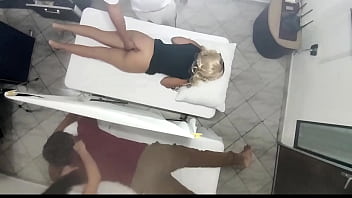 Couples Massage was Recorded When the Beautiful Wife is Fucked by the Masseuse next to her Cuckold Husband NTR JAV